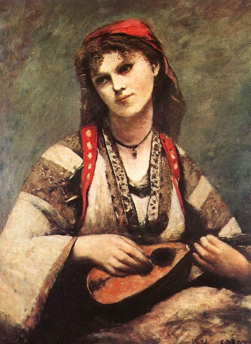  Jean Baptiste Camille  Corot Gypsy with a Mandolin Sweden oil painting art